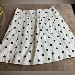 ❤️ J.CREW Cream and Blue Polka Dot Flare Skirt #23904 Sz 12